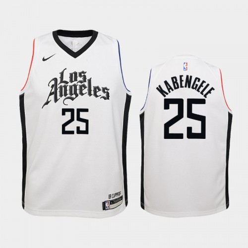 Youth Los Angeles Clippers City #25 Mfiondu Kabengele 2019-20 White Jersey