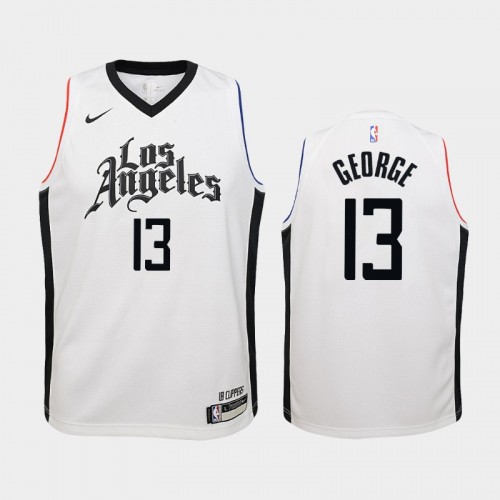 Youth Los Angeles Clippers City #13 Paul George 2019-20 White Jersey