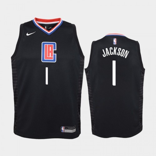 Youth Los Angeles Clippers Statement #1 Reggie Jackson 2019-20 Black Jersey