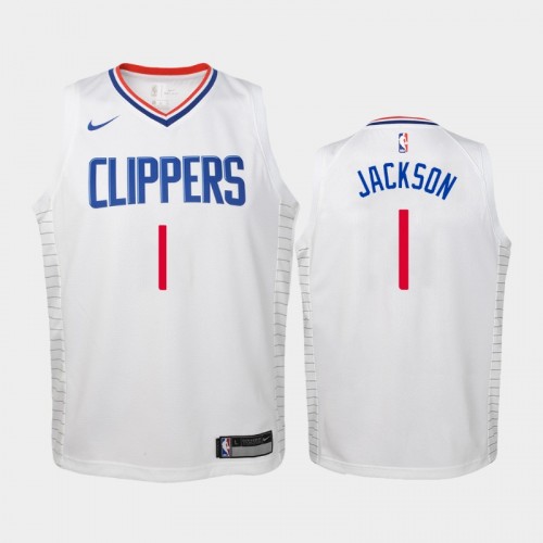 Youth Los Angeles Clippers Association #1 Reggie Jackson 2019-20 White Jersey