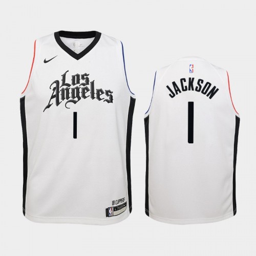 Youth Los Angeles Clippers City #1 Reggie Jackson 2019-20 White Jersey