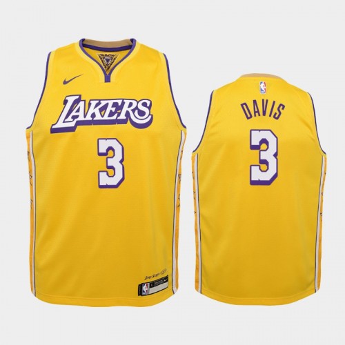 Youth Los Angeles Lakers City #3 Anthony Davis 2019-20 Gold Jersey