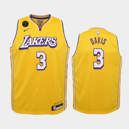 Youth Los Angeles Lakers City #3 Anthony Davis 2020 Yellow Remember Kobe Bryant Jersey