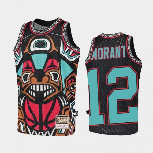 Youth Memphis Grizzlies #12 Ja Morant Black Big Face 2.0 Jersey - Hardwood Classics