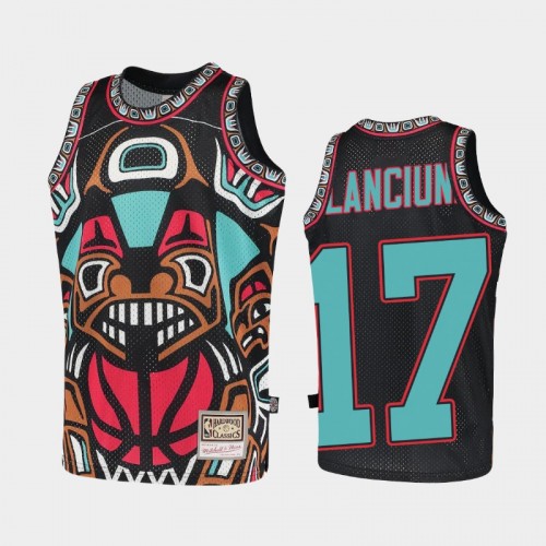 Youth Memphis Grizzlies #17 Jonas Valanciunas Black Big Face 2.0 Jersey - Hardwood Classics