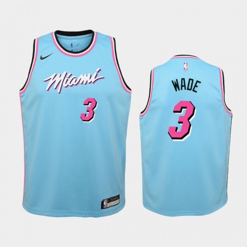 Youth Miami Heat City #3 Dwyane Wade 2019-20 Blue ViceWave Jersey
