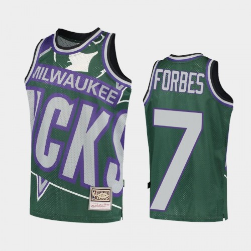 Youth Milwaukee Bucks #7 Bryn Forbes Green Big Face 2.0 Jersey - Hardwood Classics