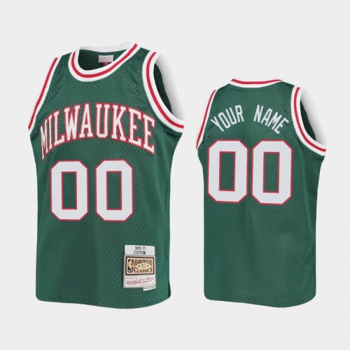 Youth Milwaukee Bucks 1970-71 Hardwood Classics #00 Custom Green Jersey