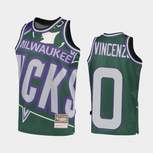 Youth Milwaukee Bucks #0 Donte DiVincenzo Green Big Face 2.0 Jersey - Hardwood Classics