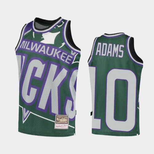 Youth Milwaukee Bucks #10 Jaylen Adams Green Big Face 2.0 Jersey - Hardwood Classics