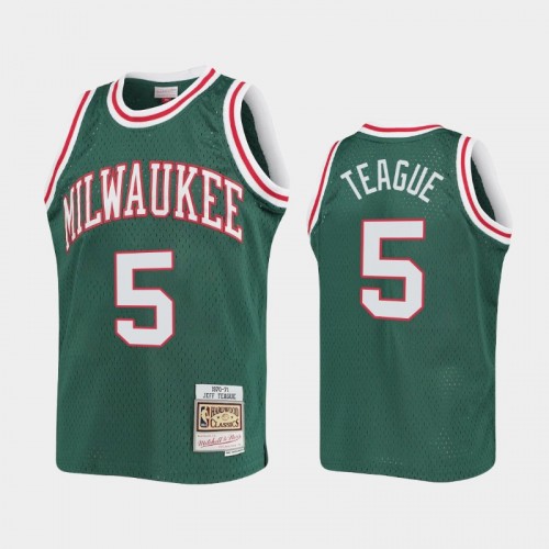 Youth Milwaukee Bucks 1970-71 Hardwood Classics #5 Jeff Teague Green Jersey