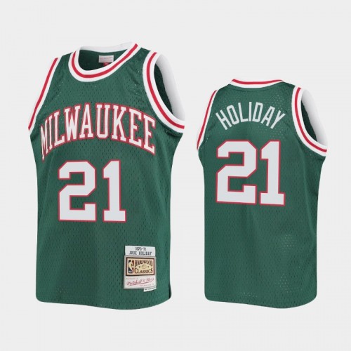 Youth Milwaukee Bucks 1970-71 Hardwood Classics #21 Jrue Holiday Green Jersey