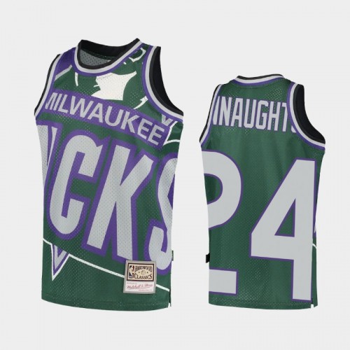 Youth Milwaukee Bucks #24 Pat Connaughton Green Big Face 2.0 Jersey - Hardwood Classics