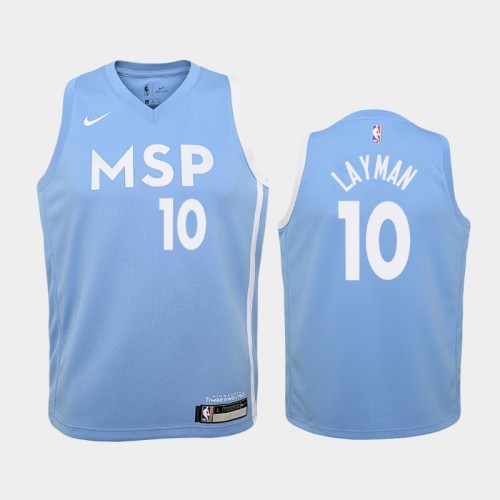 Youth Minnesota Timberwolves City #10 Jake Layman 2019-20 Blue Jersey