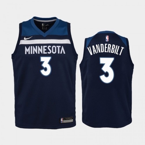 Youth Minnesota Timberwolves Icon #3 Jarred Vanderbilt 2019-20 Navy Jersey