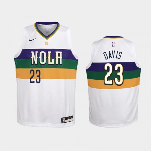 Youth New Orleans Pelicans Anthony Davis #23 White 2018-19 City Jersey