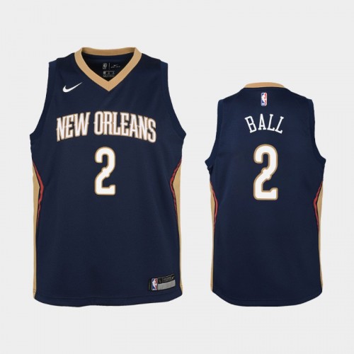 Youth New Orleans Pelicans Icon #2 Lonzo Ball Navy Jersey