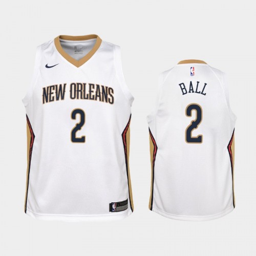 Youth New Orleans Pelicans Association #2 Lonzo Ball White Jersey