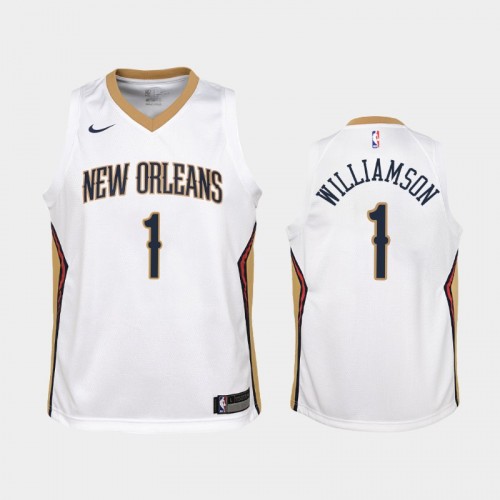 Youth New Orleans Pelicans Zion Williamson #1 White 2019 NBA Draft Association Jersey