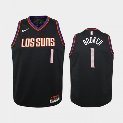 Youth Phoenix Suns City #1 Devin Booker 2019-20 Black Jersey