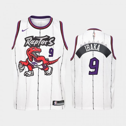 Youth Toronto Raptors 25th Season #9 Serge Ibaka White Classic Jersey