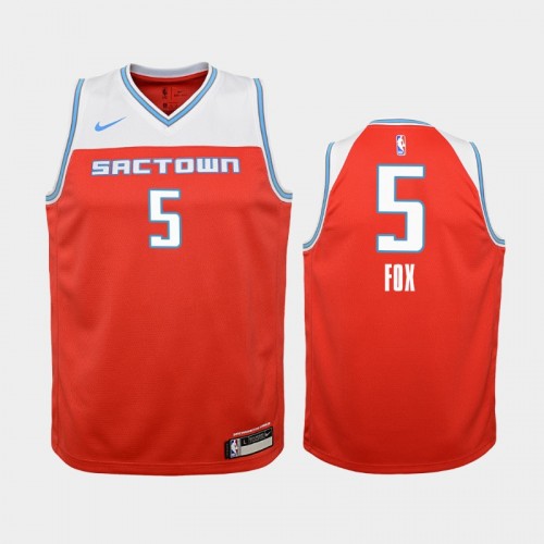 Youth Sacramento Kings City #5 De'Aaron Fox 2019-20 Red Jersey