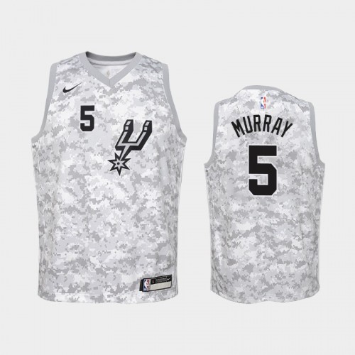 Youth San Antonio Spurs Dejounte Murray #5 Camo 2018-19 Earned Jersey