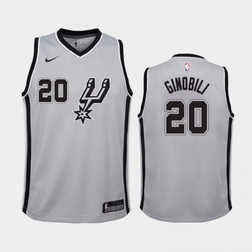 Youth San Antonio Spurs Manu Ginobili #20 Gray 2018-19 Statement Jersey