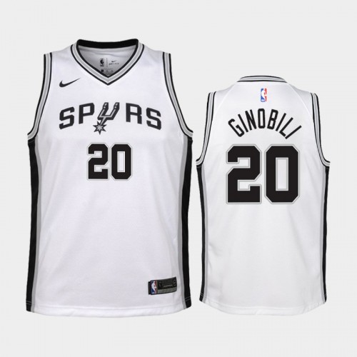 Youth San Antonio Spurs Manu Ginobili #20 White 2018-19 Association Jersey