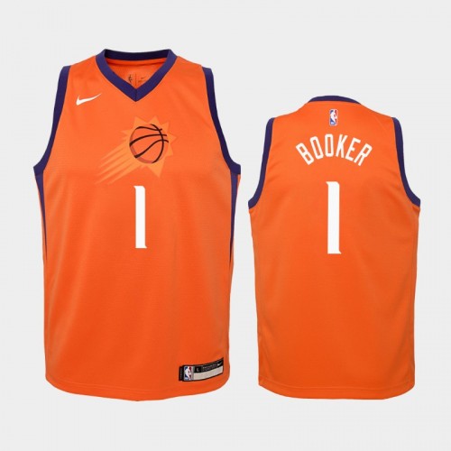 Youth Phoenix Suns Statement #1 Devin Booker Orange 2019-20 Jersey