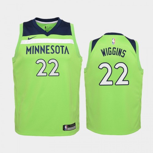 Youth Minnesota Timberwolves Statement #22 Andrew Wiggins Green 2019 season Jersey