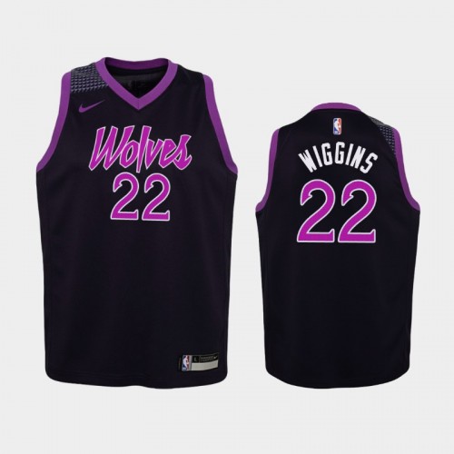 Youth Minnesota Timberwolves City #22 Andrew Wiggins Purple 2019 season Jersey
