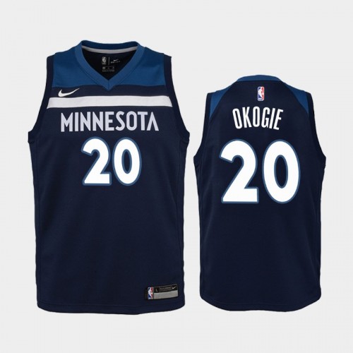 Youth Minnesota Timberwolves Icon #20 Josh Okogie Navy 2019 season Jersey