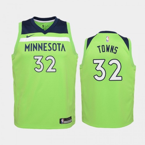 Youth Minnesota Timberwolves Statement #32 Karl-Anthony Towns Green 2019 season Jersey