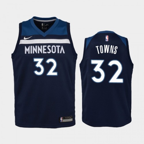 Youth Minnesota Timberwolves Icon #32 Karl-Anthony Towns Navy 2019 season Jersey