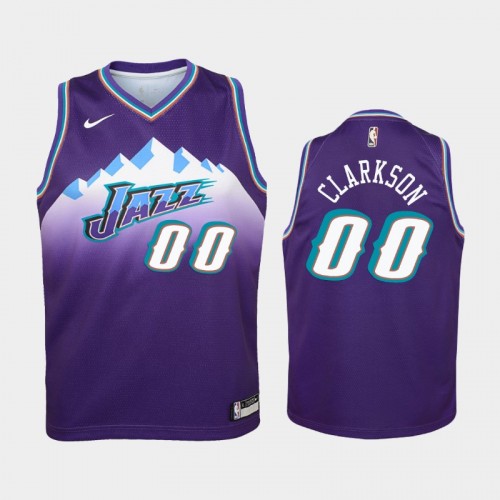 Youth Utah Jazz Hardwood Classics #00 Jordan Clarkson 2019-20 Purple Jersey