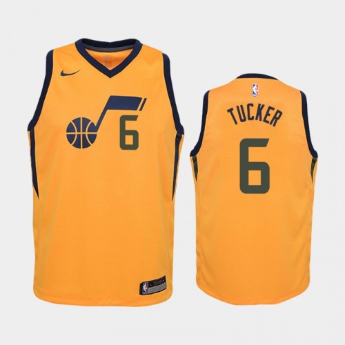 Youth Utah Jazz Statement #6 Rayjon Tucker 2019-20 Gold Jersey