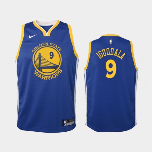 Youth Golden State Warriors Icon #9 Andre Iguodala Blue 2019 season Jersey