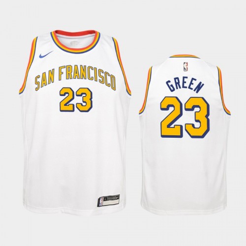 Youth Golden State Warriors Hardwood Classics #23 Draymond Green White Jersey