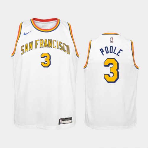 Youth Golden State Warriors Hardwood Classics #3 Jordan Poole White Jersey