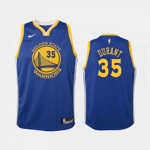 Youth Golden State Warriors Icon #35 Kevin Durant Blue 2019 season Jersey