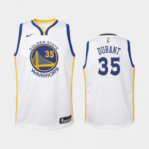 Youth Golden State Warriors Kevin Durant #35 White Association Jersey