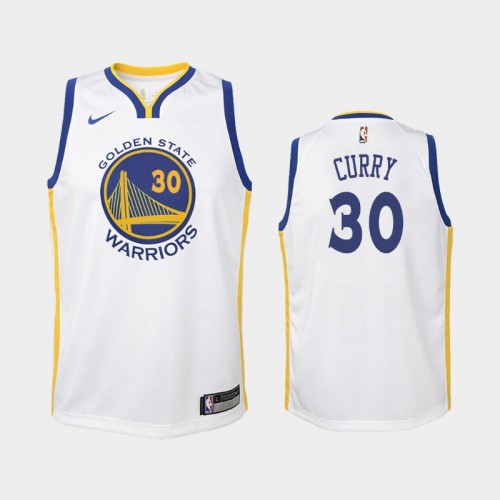 Youth Golden State Warriors Stephen Curry #30 White Association Jersey