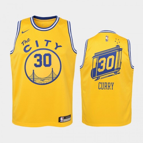 Youth Golden State Warriors Stephen Curry #30 Yellow Hardwood Classics Jersey